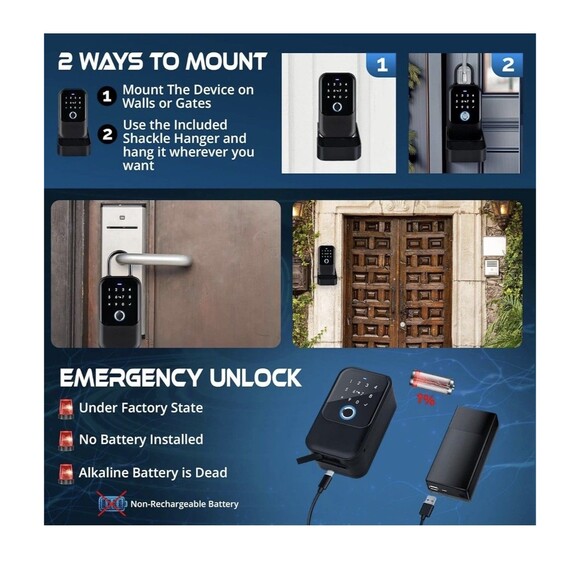 Smart Digital Wireless Lock Box App-Controlled Key Storage w Fingerprint BT Key - Picture 5 of 16